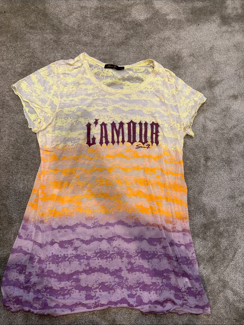 Seven7 Yellow and Gray Sheer Graphic Tee